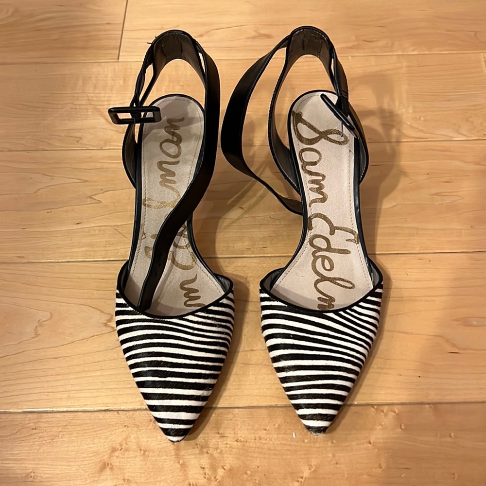 Sam Edelman ankle strap heel, zebra print